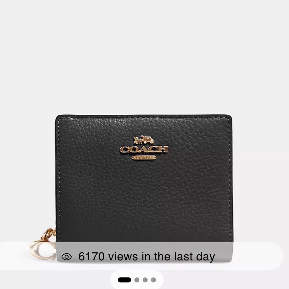 NWT Coach Pebble Leather Snap Wallet Black